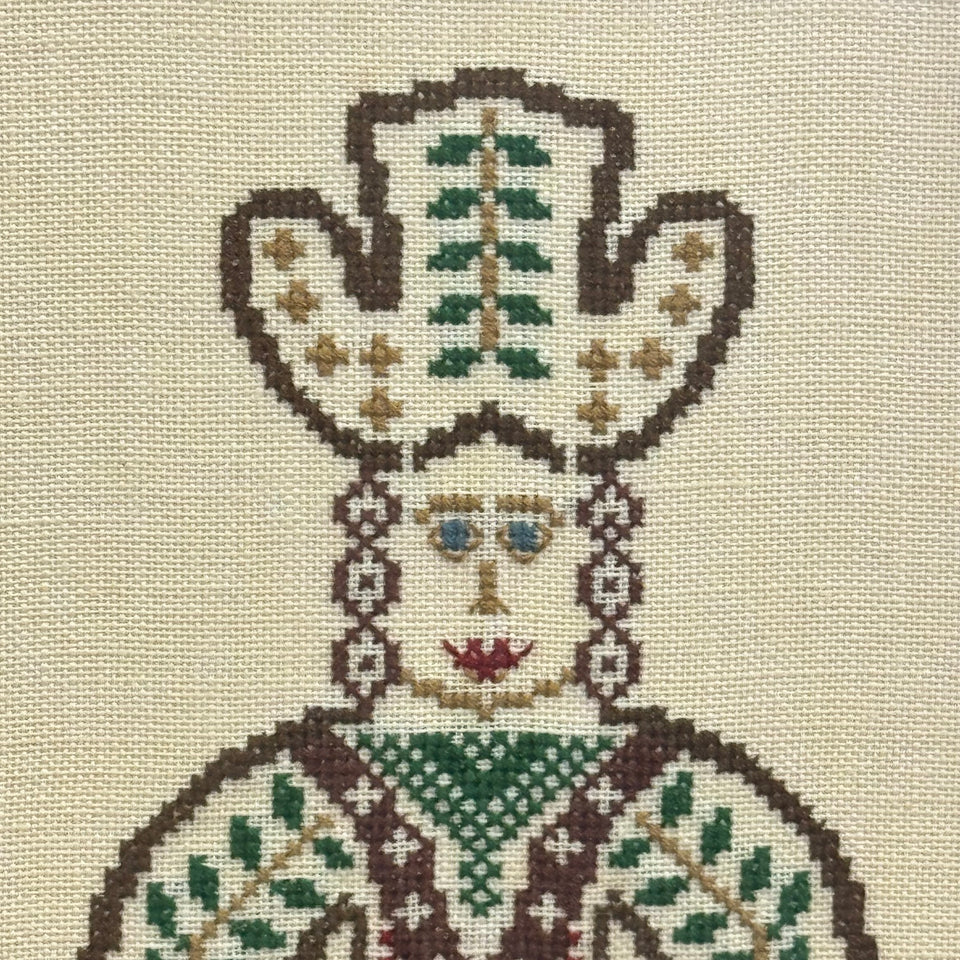 A set of 3 framed Dutch Embroideries - Cross-Stitch Embroidery - Cottonwork - Framed