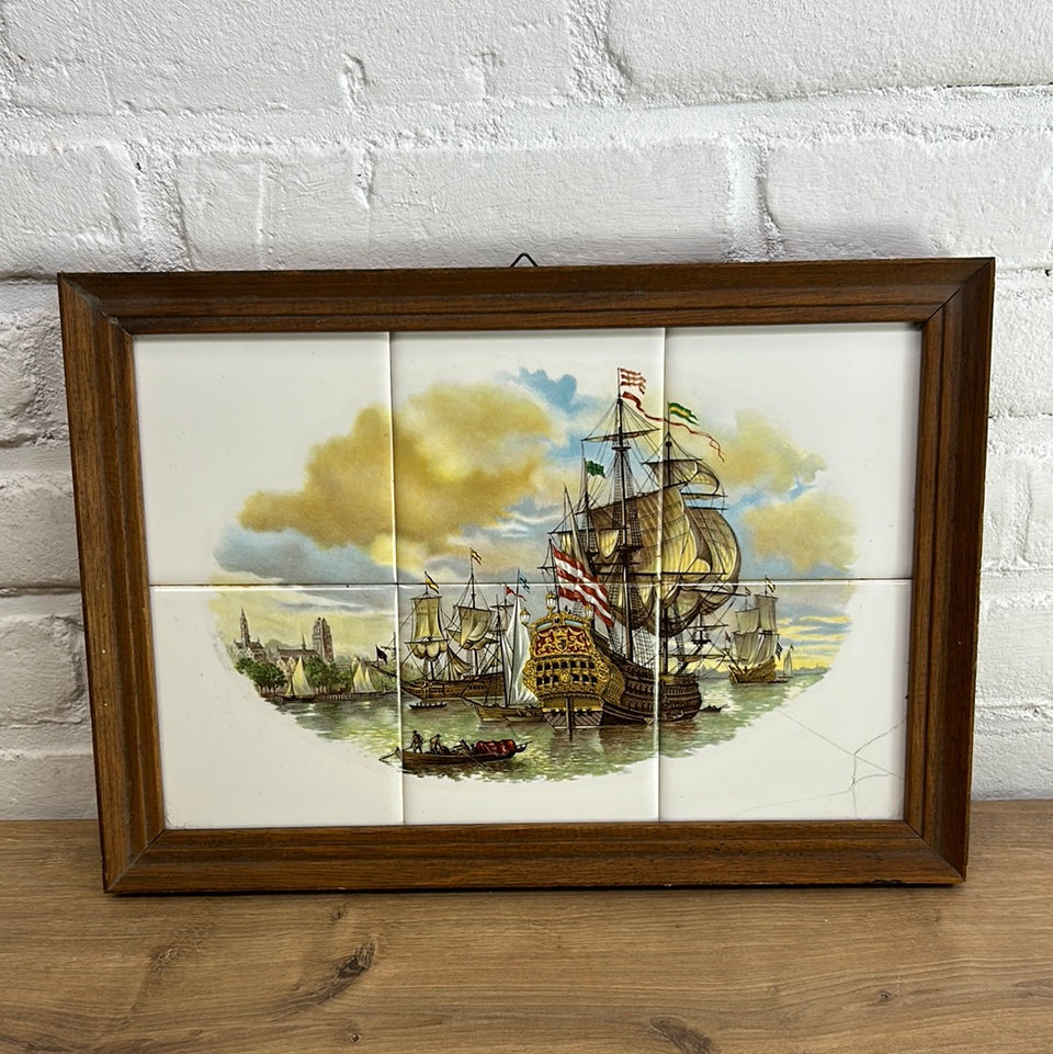 Tiles Wall hanging with Dutch Sailing boats ceramic tile plates