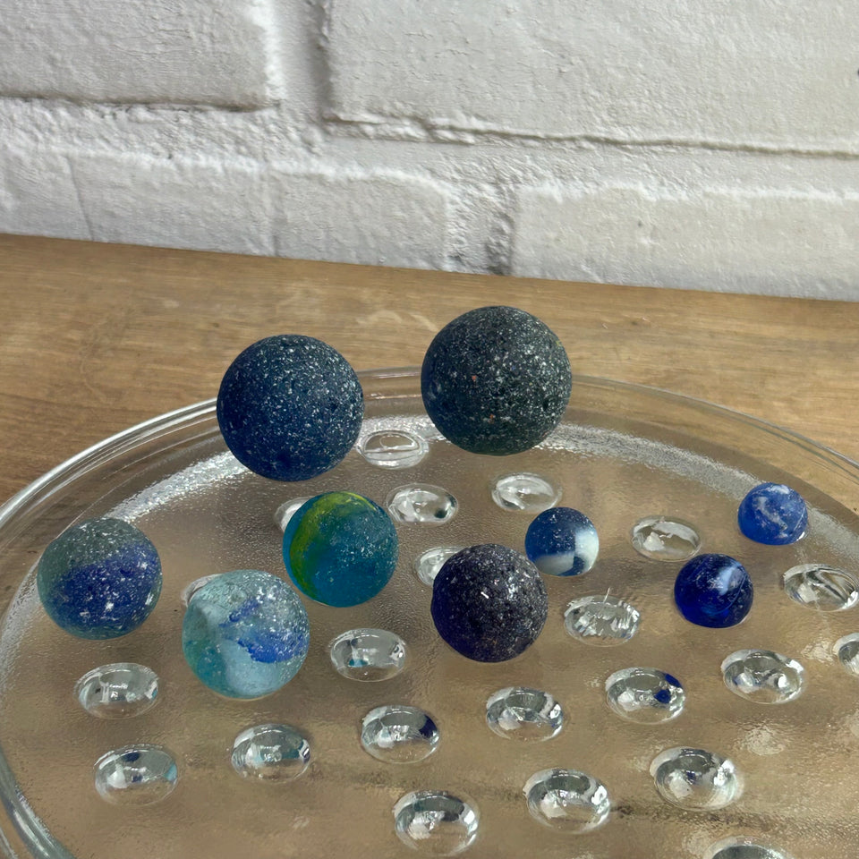Colored Sea Glass marbles set of 9 transparent marbles