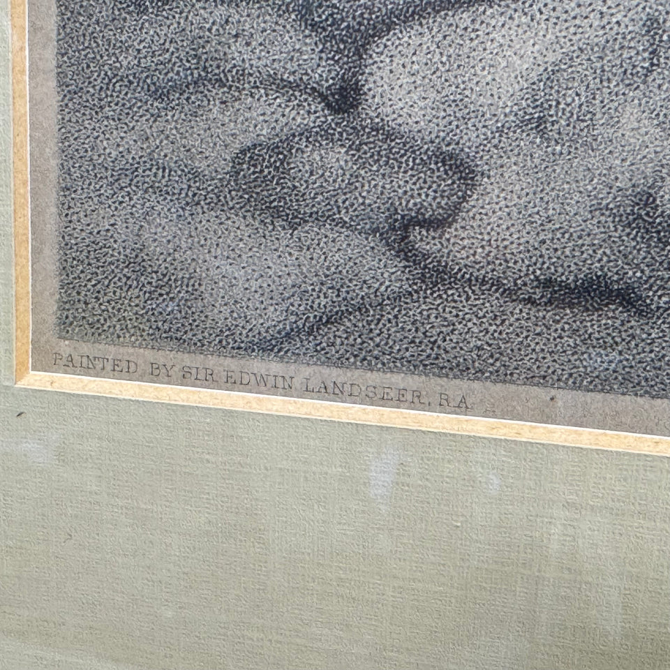 Antique Edwin Henry Landseer "He is Saved" Framed Currier and Ives Dog Lithograph print