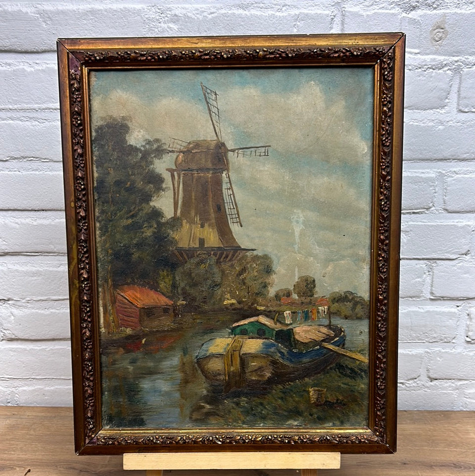 Two sided (!) oil painting Dutch landscapes