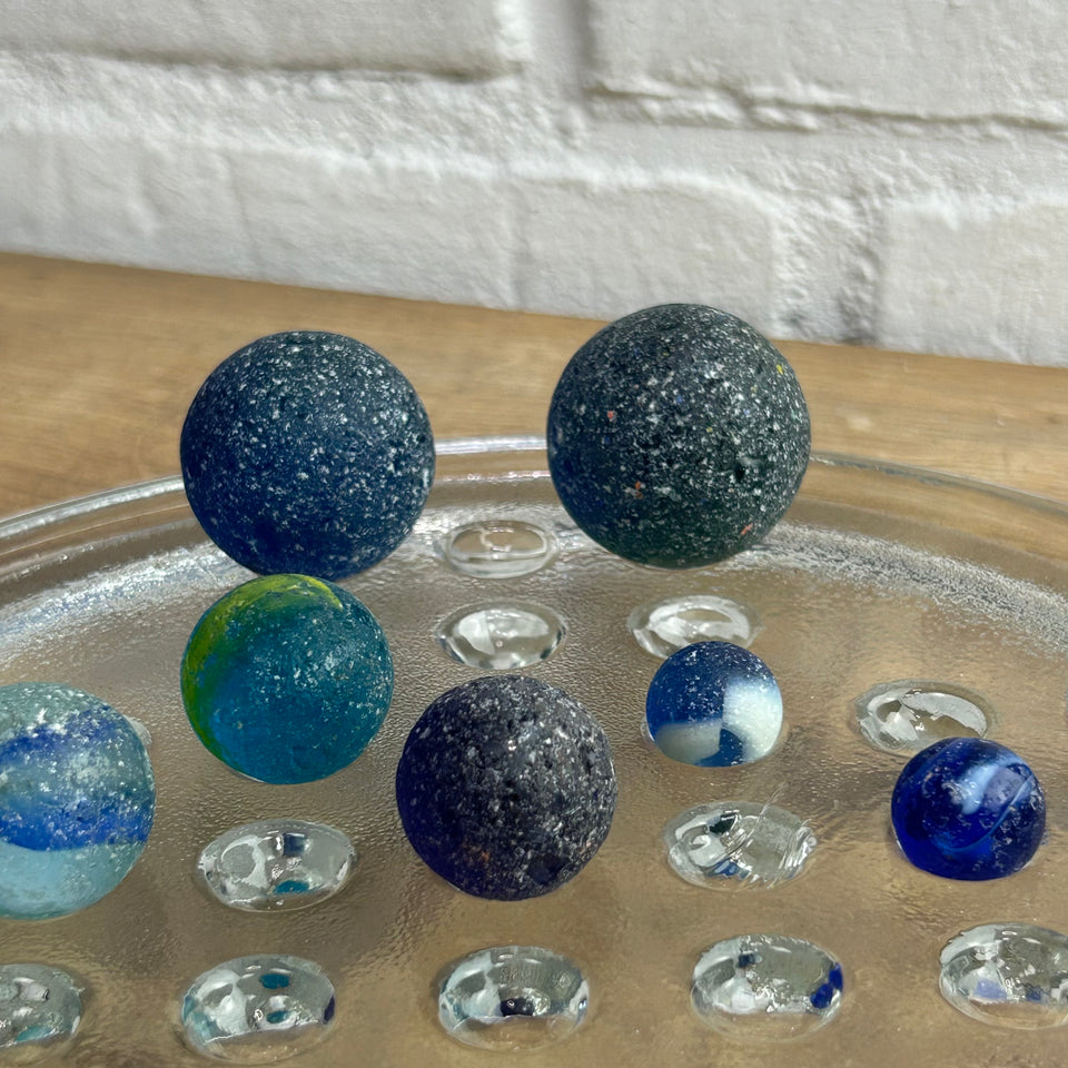 Colored Sea Glass marbles set of 9 transparent marbles
