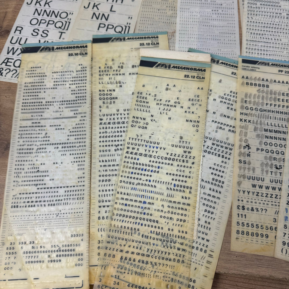 Mecanorma set of used transfer sheets