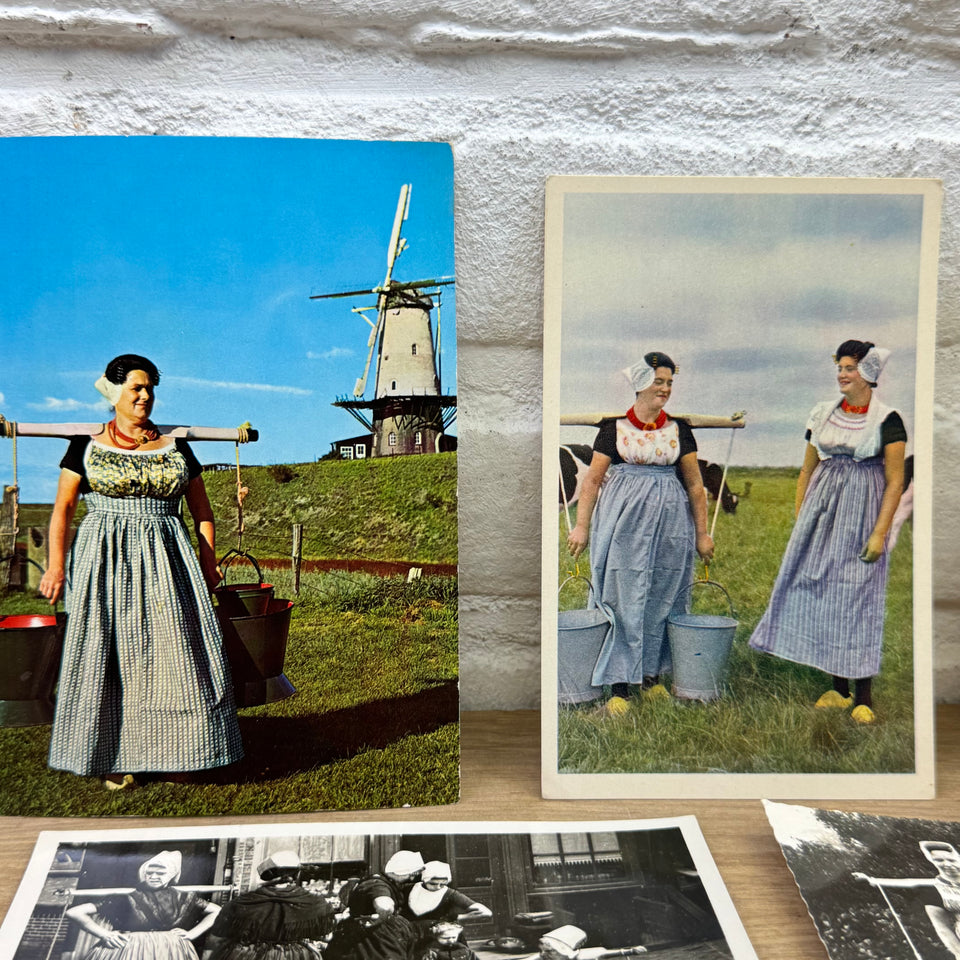 Antique Dutch Milkmaid theme postcards collection of Milk maids in Dutch Folklore Costume photo cards – Holland’s Traditional Culture Costumes
