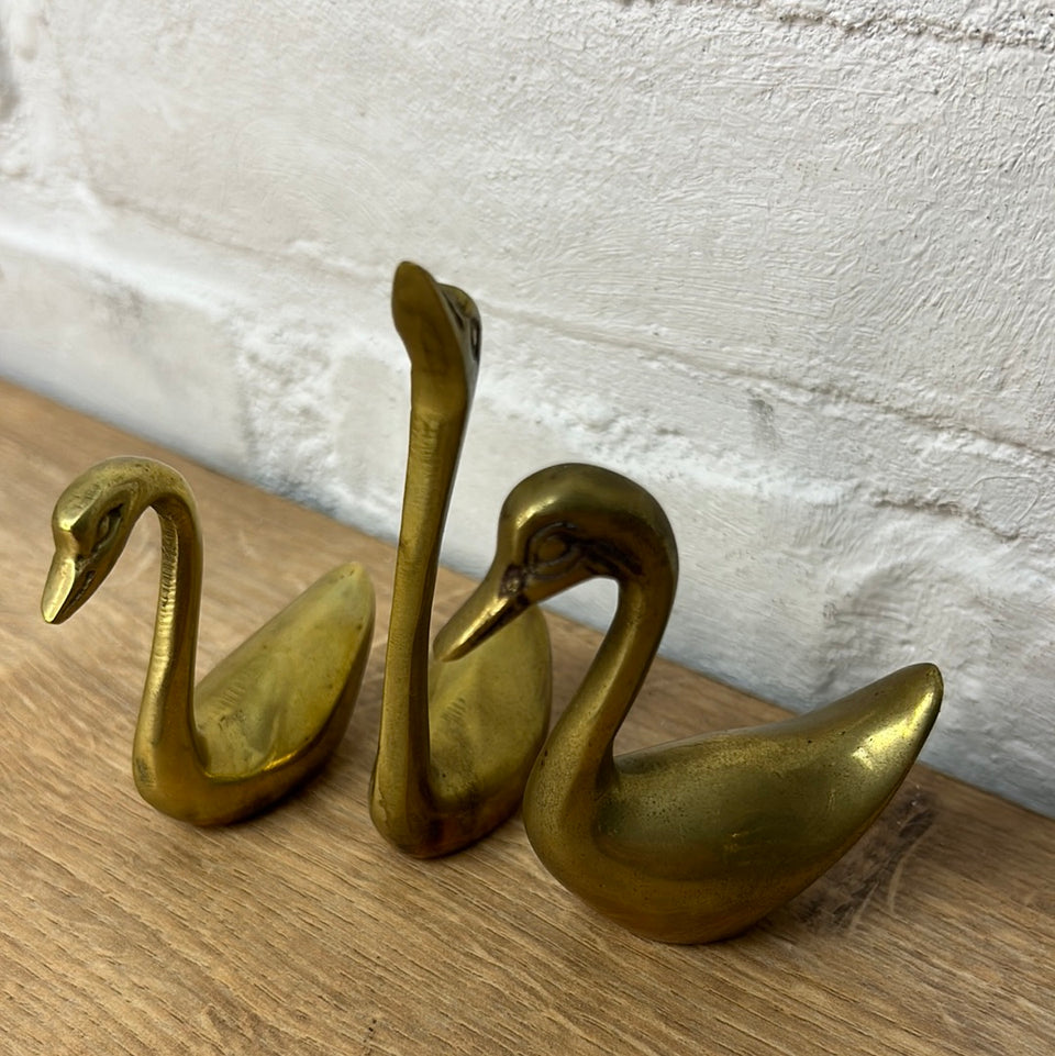 Miniature set of 3 copper swans