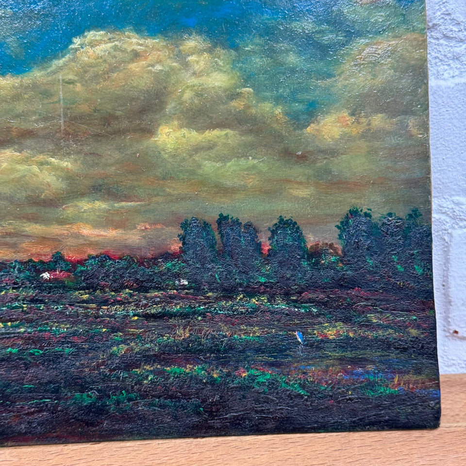 Dutch landscape with sheeps  - Oil painting by Jan Bakker