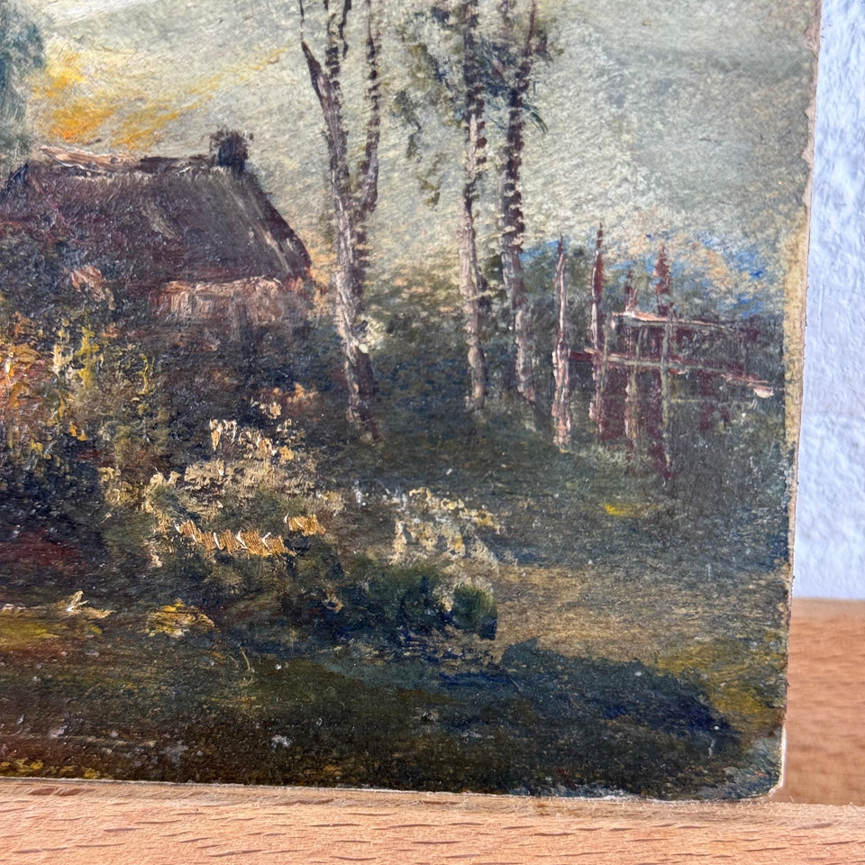 Dutch farm near river - oil painting by Jan Bakker (1879-1944)