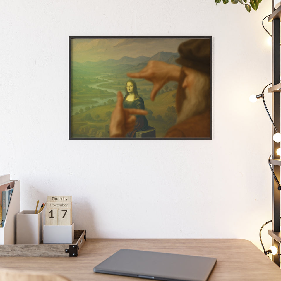 "Mona Lisa - Framed by da Vinci"— Classic Art Print with Wooden Frame