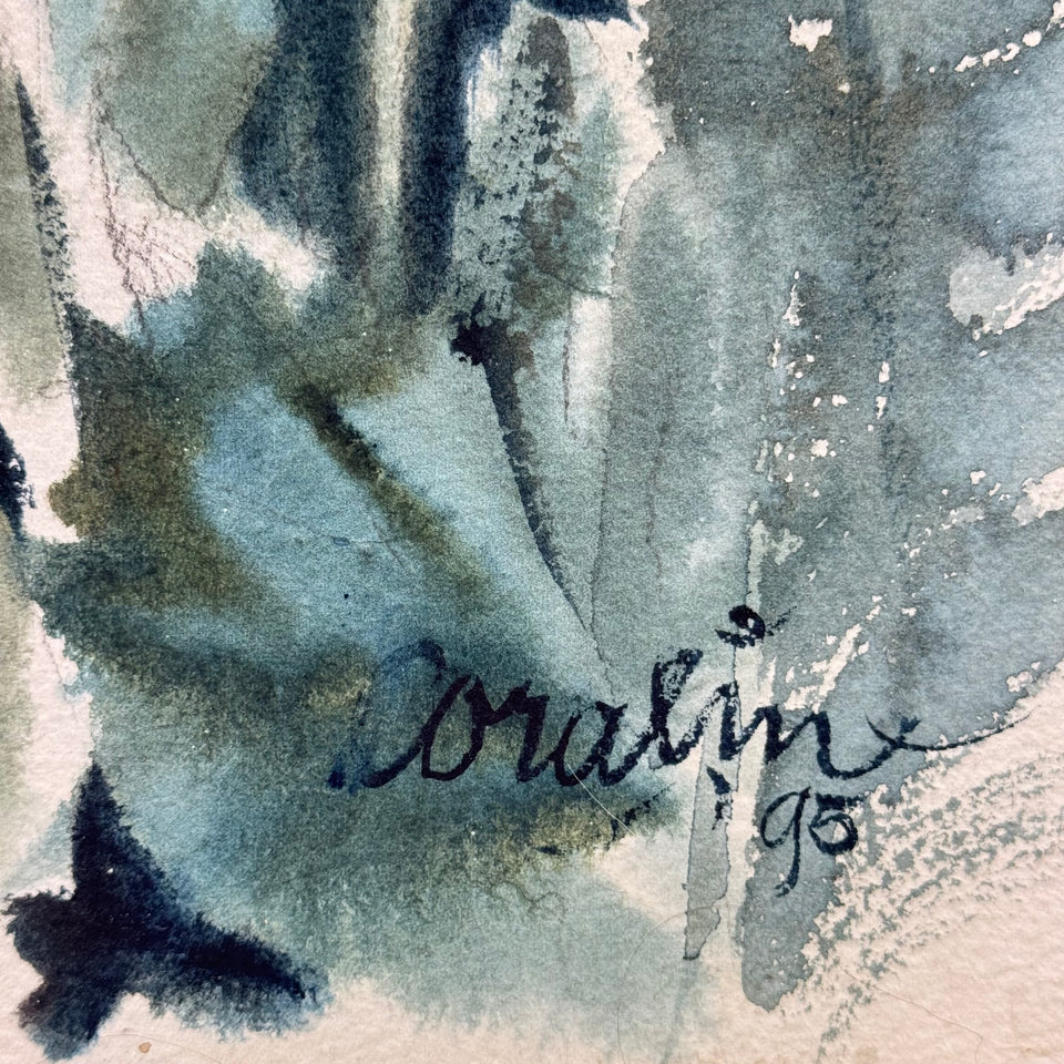 Large watercolor painting: Abstract Flowers by Coraline Bäcker