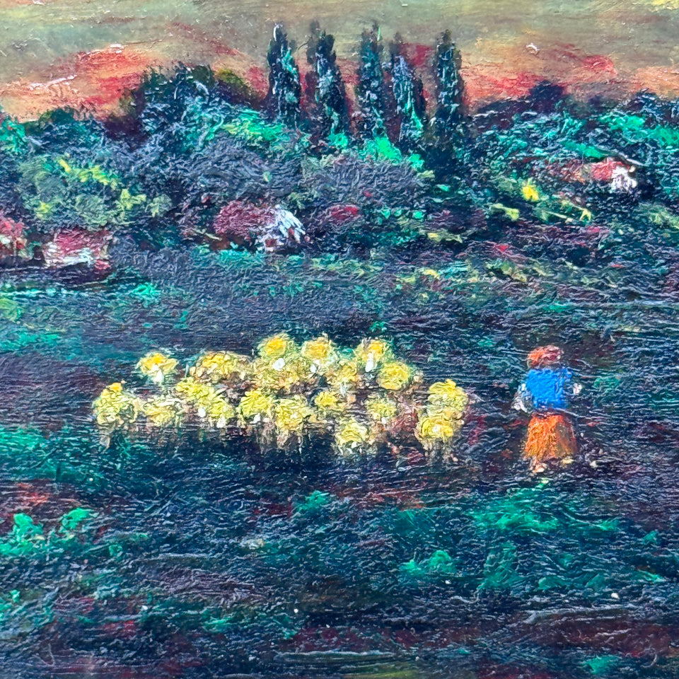 Dutch landscape with sheeps  - Oil painting by Jan Bakker