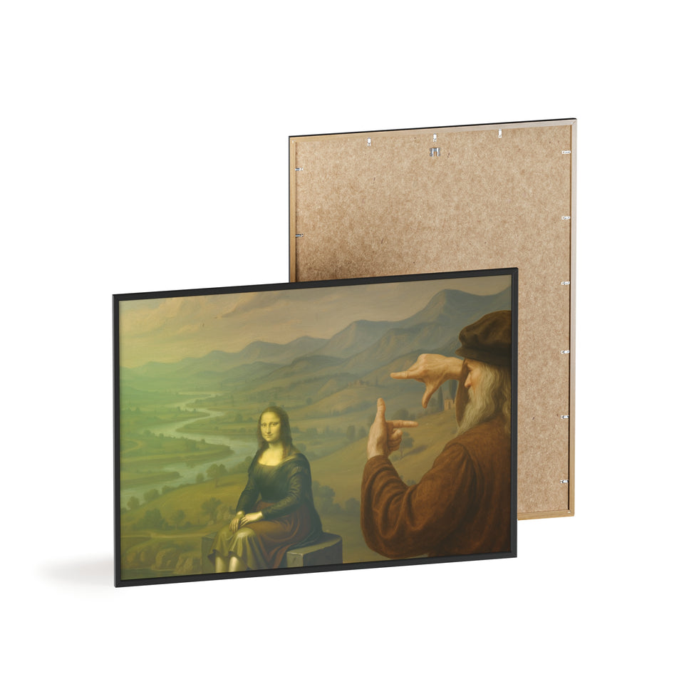 "The discovery of the Mona Lisa by da Vinci"— Classic Art Print with Wooden Frame