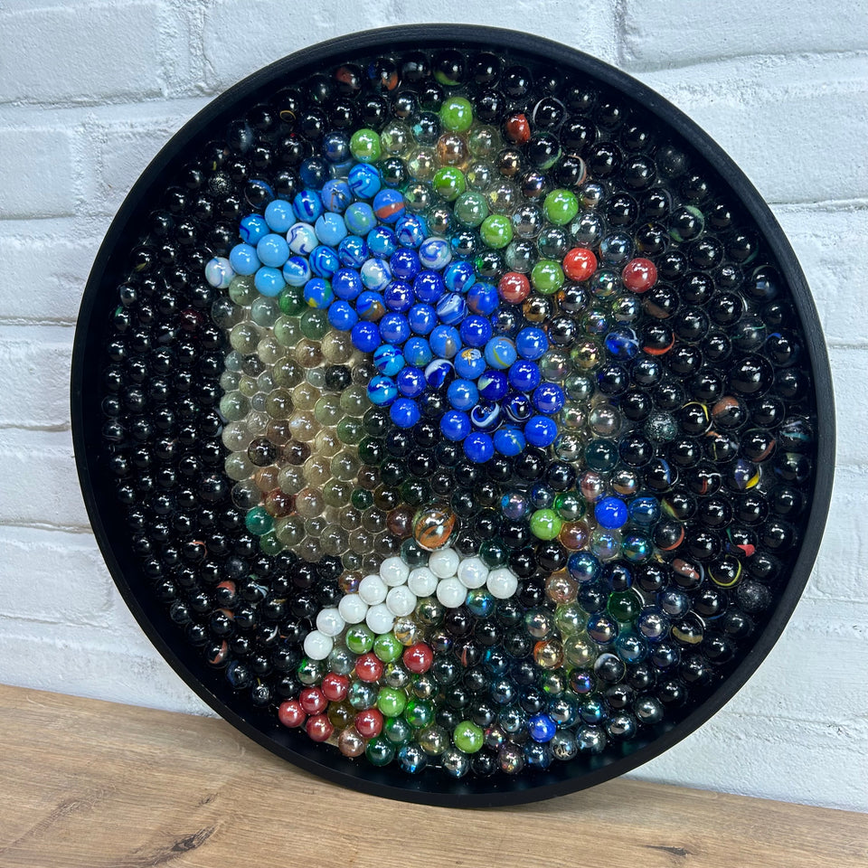 Girl with a pearl earring made of Marbles - Pearled Reflections