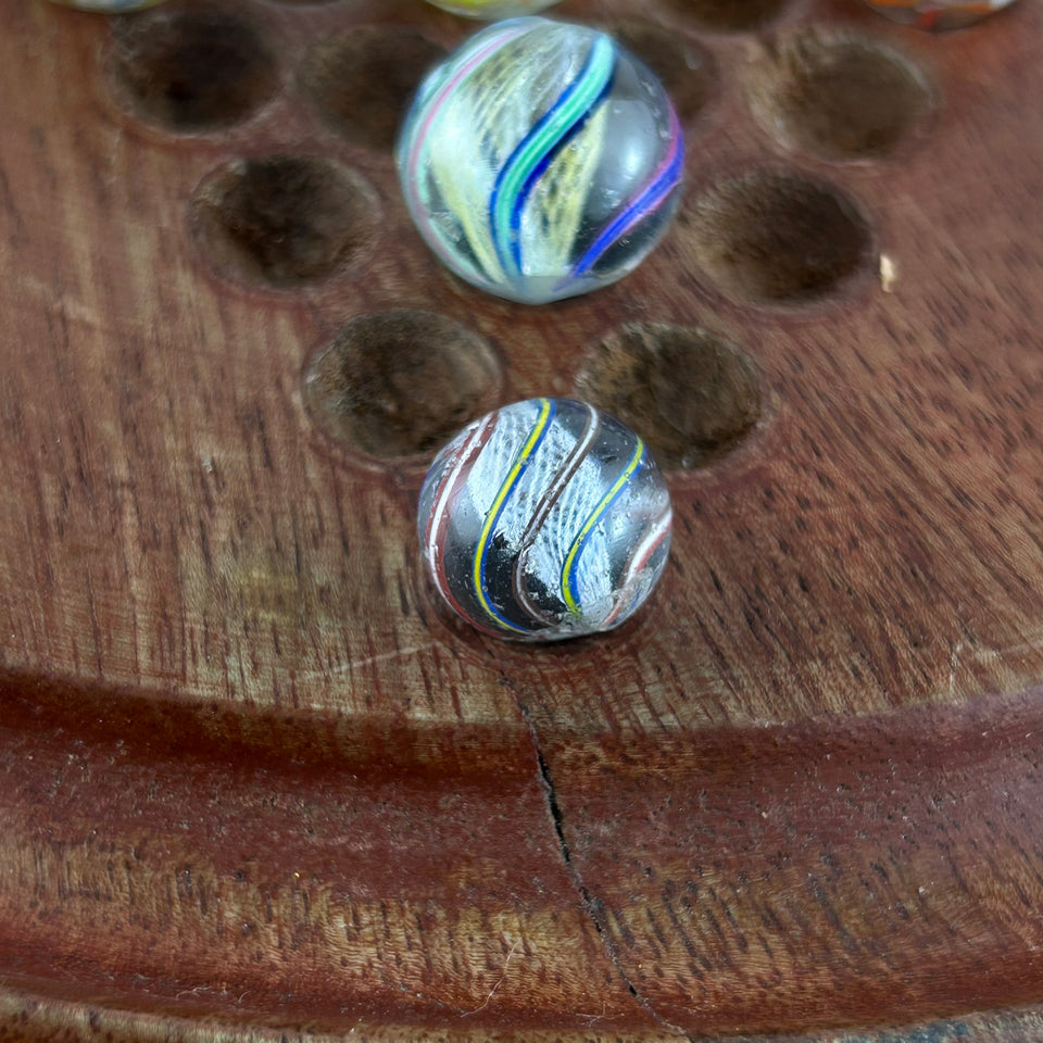 Collection of 5 Antique Latticino Core Swirls marbles - Handmade German glass marble