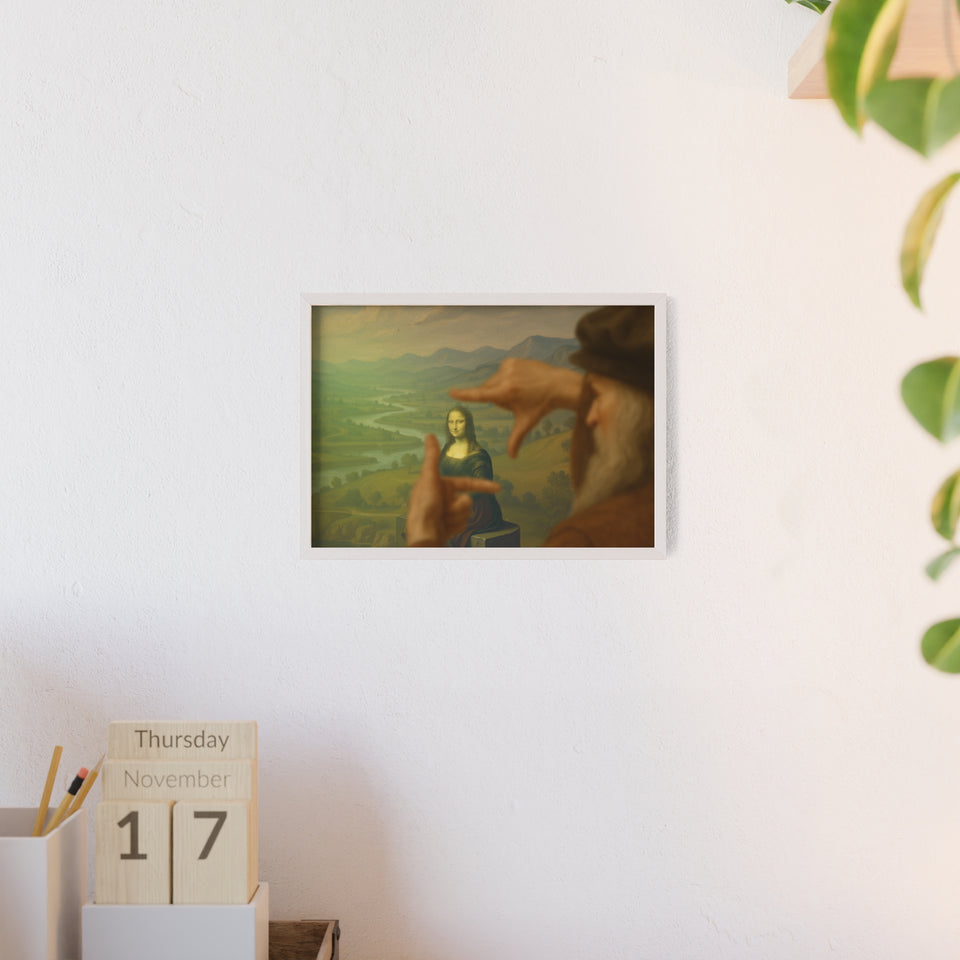 "Mona Lisa - Framed by da Vinci"— Classic Art Print with Wooden Frame