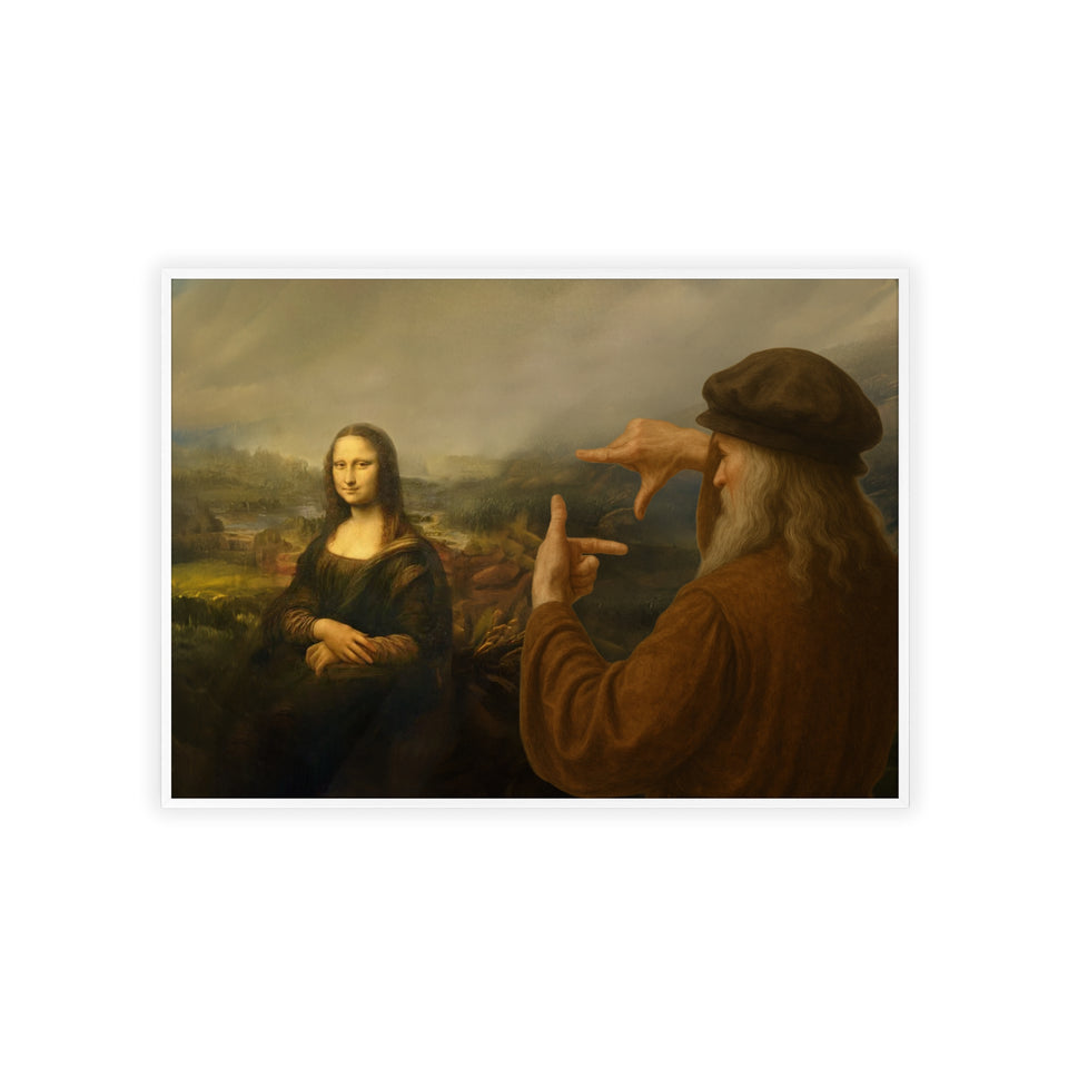 "Da Vinci's Mona Lisa Moment" - Classic Art Print with Wooden Frame