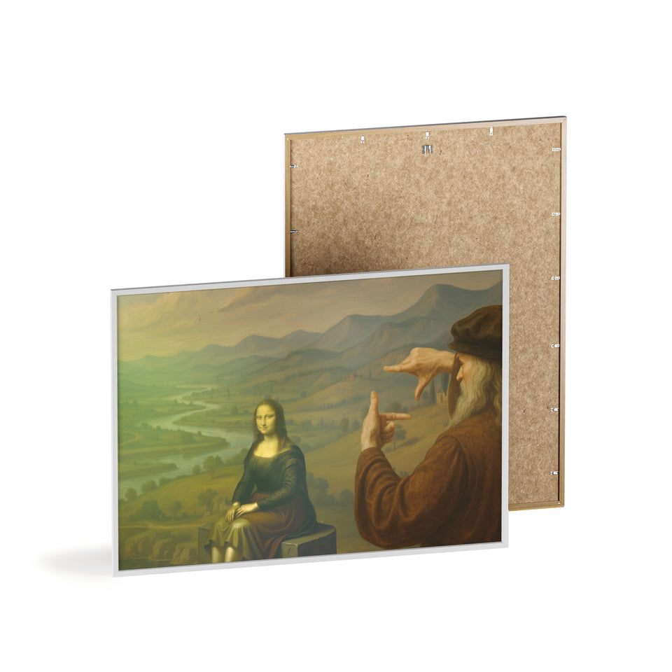 "The discovery of the Mona Lisa by da Vinci"— Classic Art Print with Wooden Frame