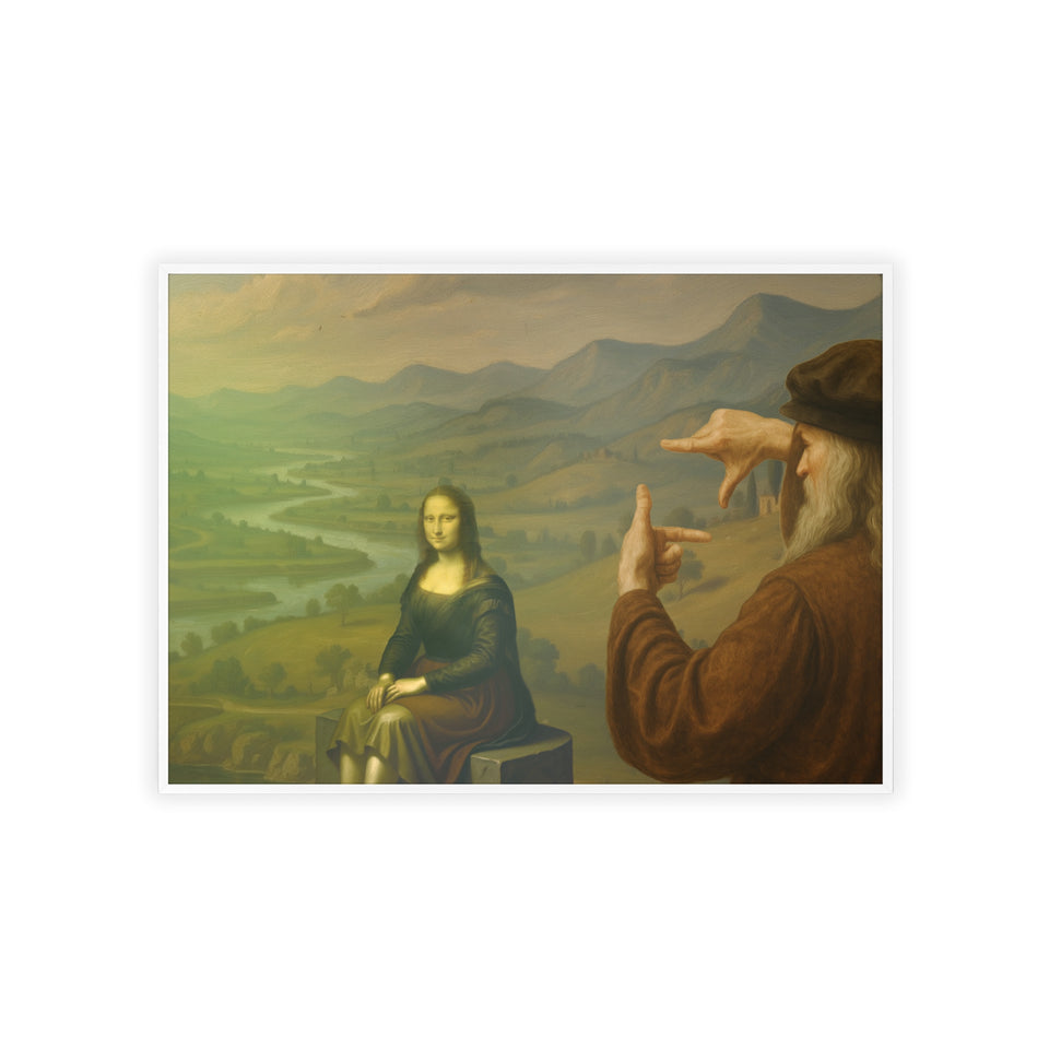 "The discovery of the Mona Lisa by da Vinci"— Classic Art Print with Wooden Frame