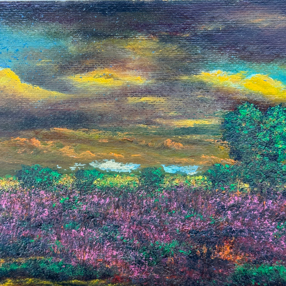 Sunset landscape in Holland - Oil painting on wooden panel by Dutch painter Jan Bakker