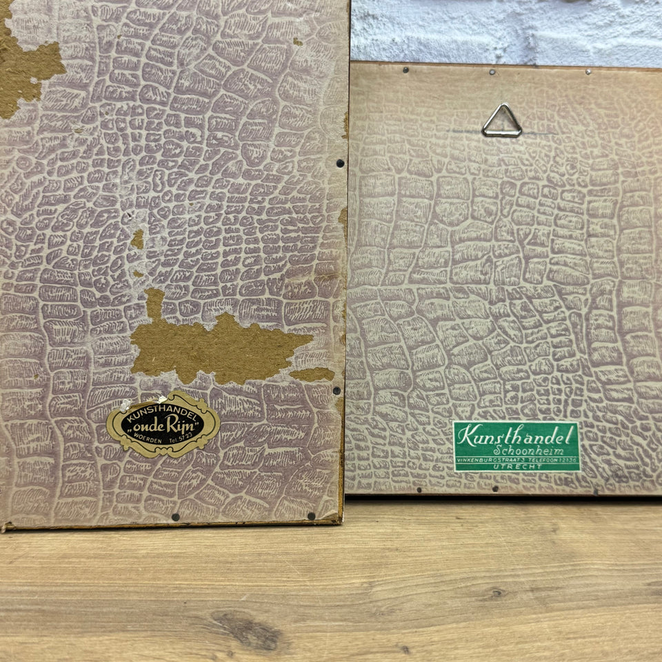 Set of 4 Holland themed Embroideries - Cottonwork from Holland - Framed