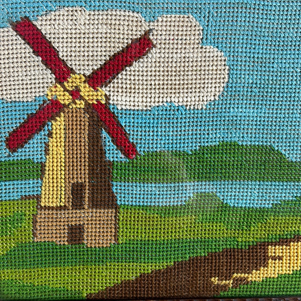 Dutch landscape - Tapestry - Embroidery - Cottonwork - Framed