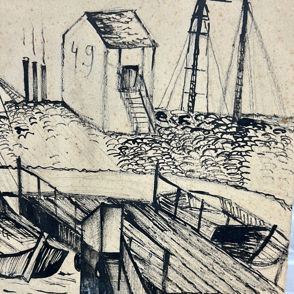 Boats at the Harbour - Artwork by Dini Henkes (1935-2022)