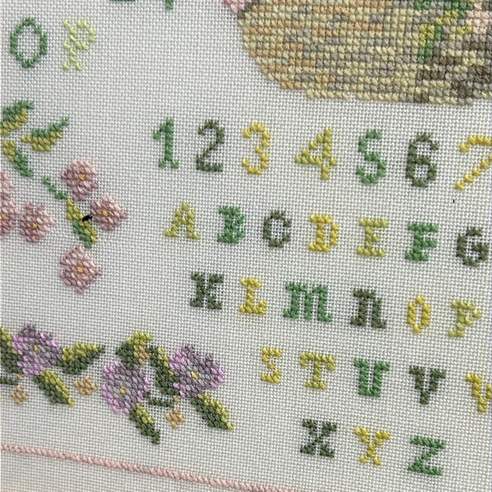 Vintage Colorful Alphabet Sampler - Embroidery - Cottonwork - Framed