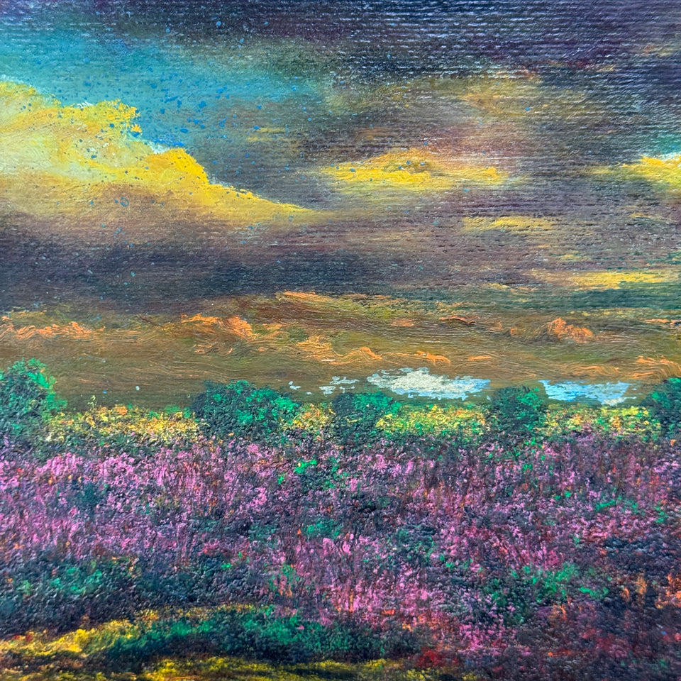 Sunset landscape in Holland - Oil painting on wooden panel by Dutch painter Jan Bakker