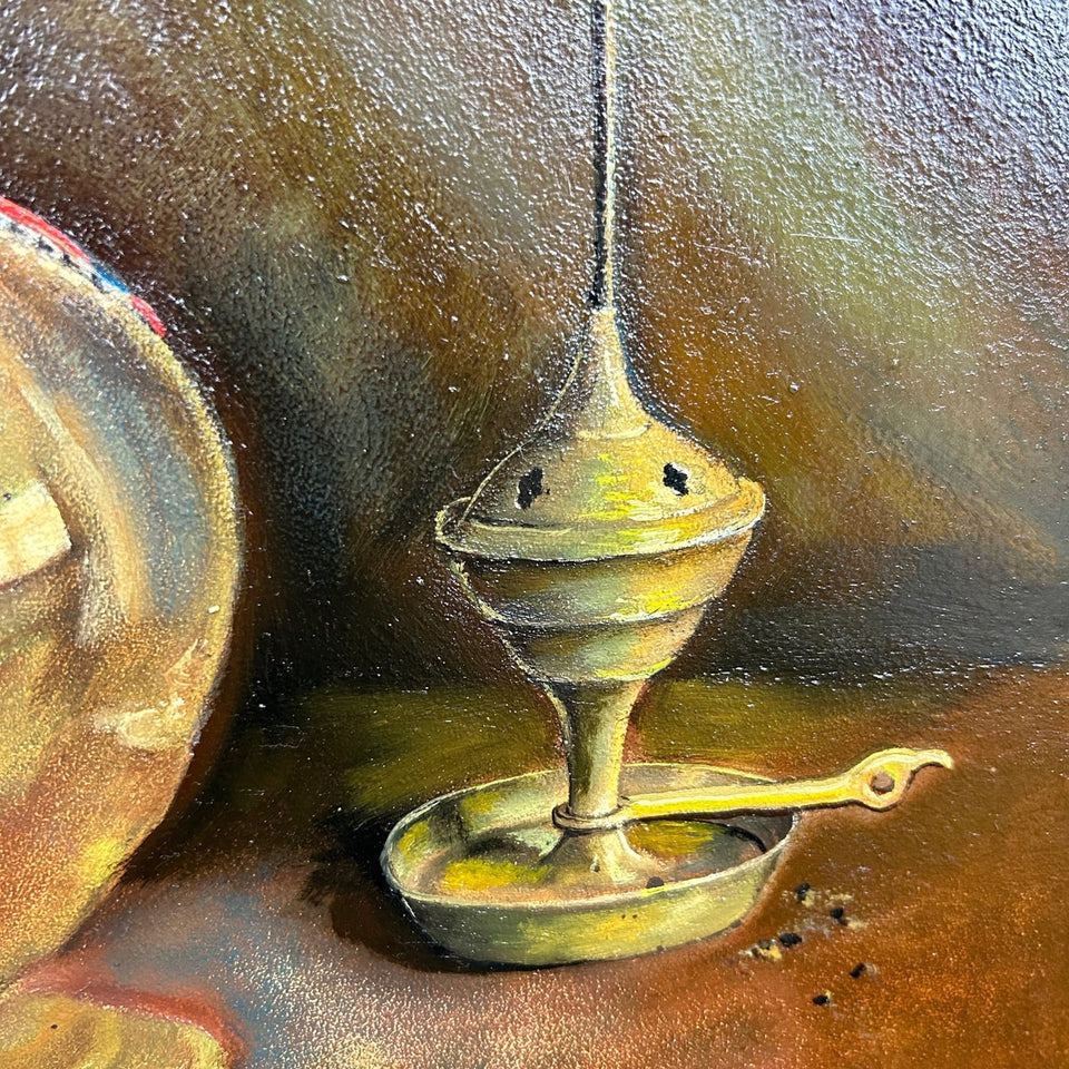 H. Janssen (20th century) - Still life with buddha and shiny vase and incense burner