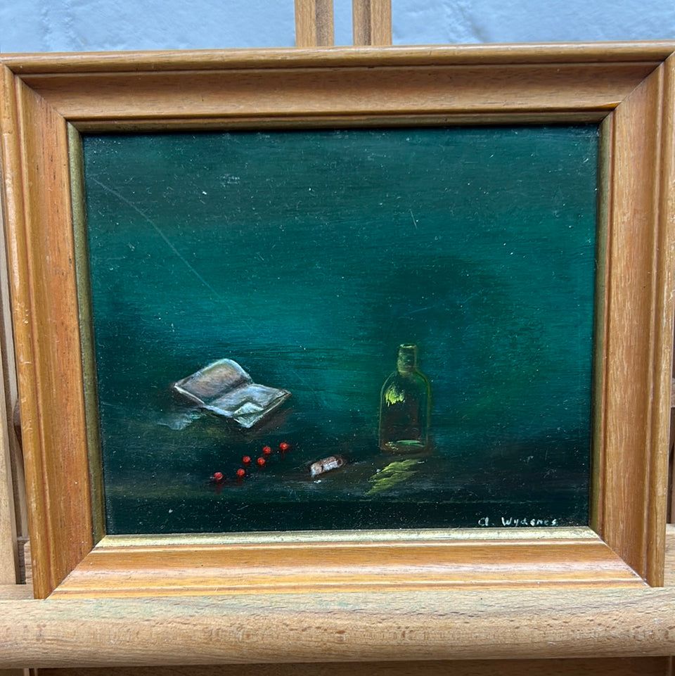 Small Still life oil painting in wooden frame