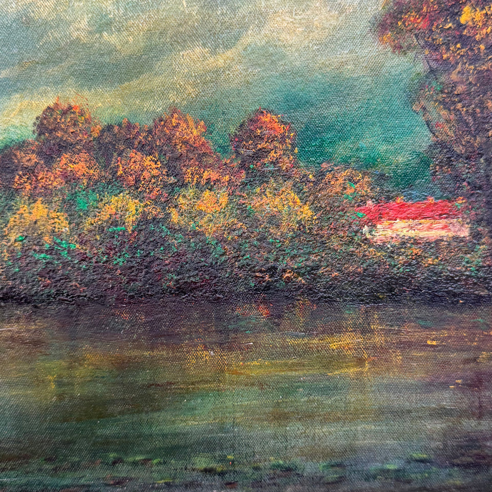 Dutch Lake oil painting by Jan Bakker (1879-1944)