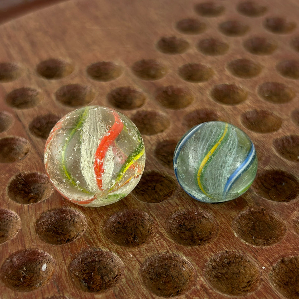 Collection of 4 Antique Latticino Core Swirls marbles - Handmade German glass marbles