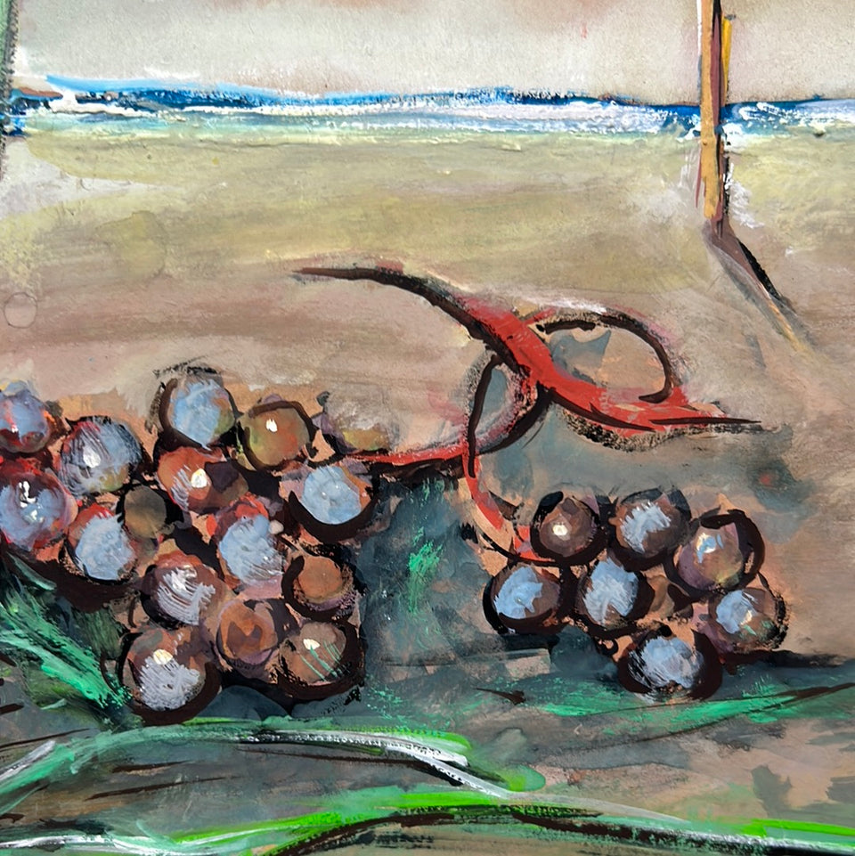 Fruit still life on the beach- Acryl painting
