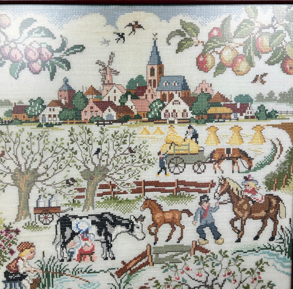 Very Large Embroidery of Holland - Cottonwork - Framed