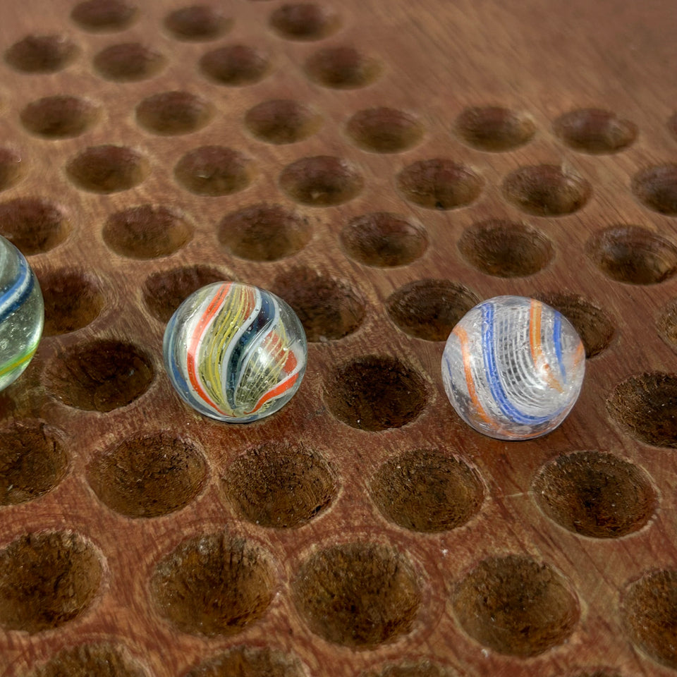Collection of 4 Antique Latticino Core Swirls marbles - Handmade German glass marbles