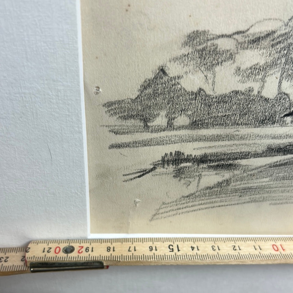 2 Antique pencil drawings  “Dutch farm De Huet”