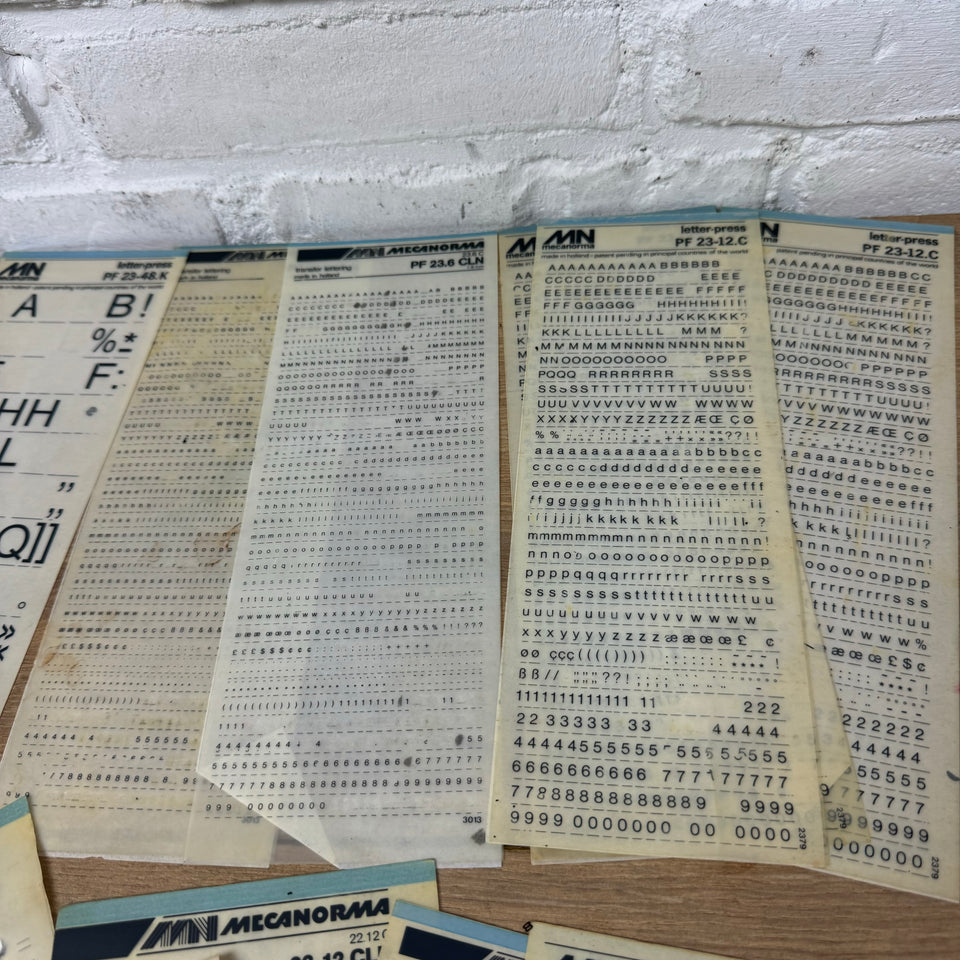 Mecanorma set of used transfer sheets