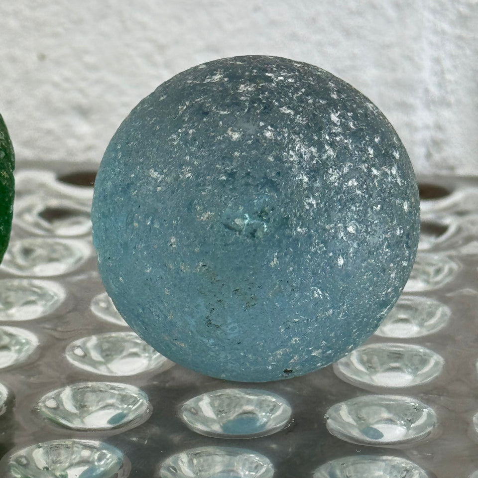 2 Large Sea Glass marble spheres (2 inch - 4/5cm)