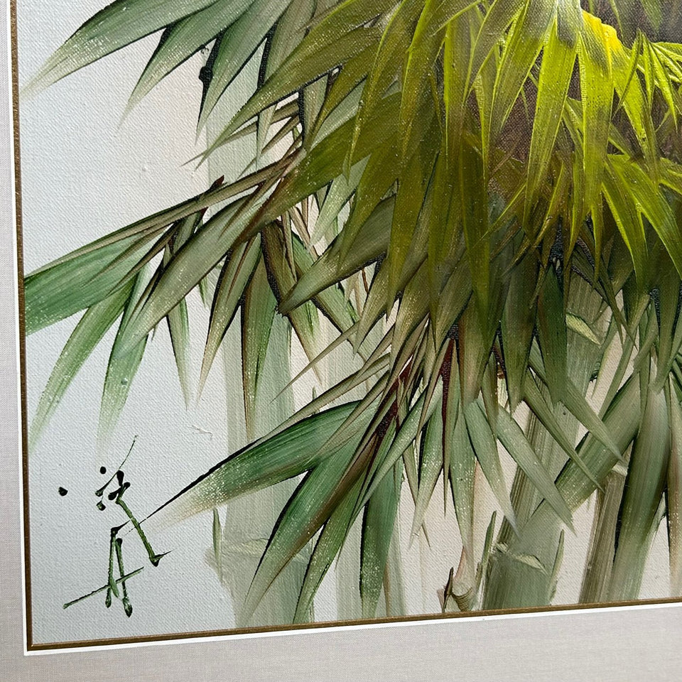 Large Bamboo tree and leaves - Original oil painting