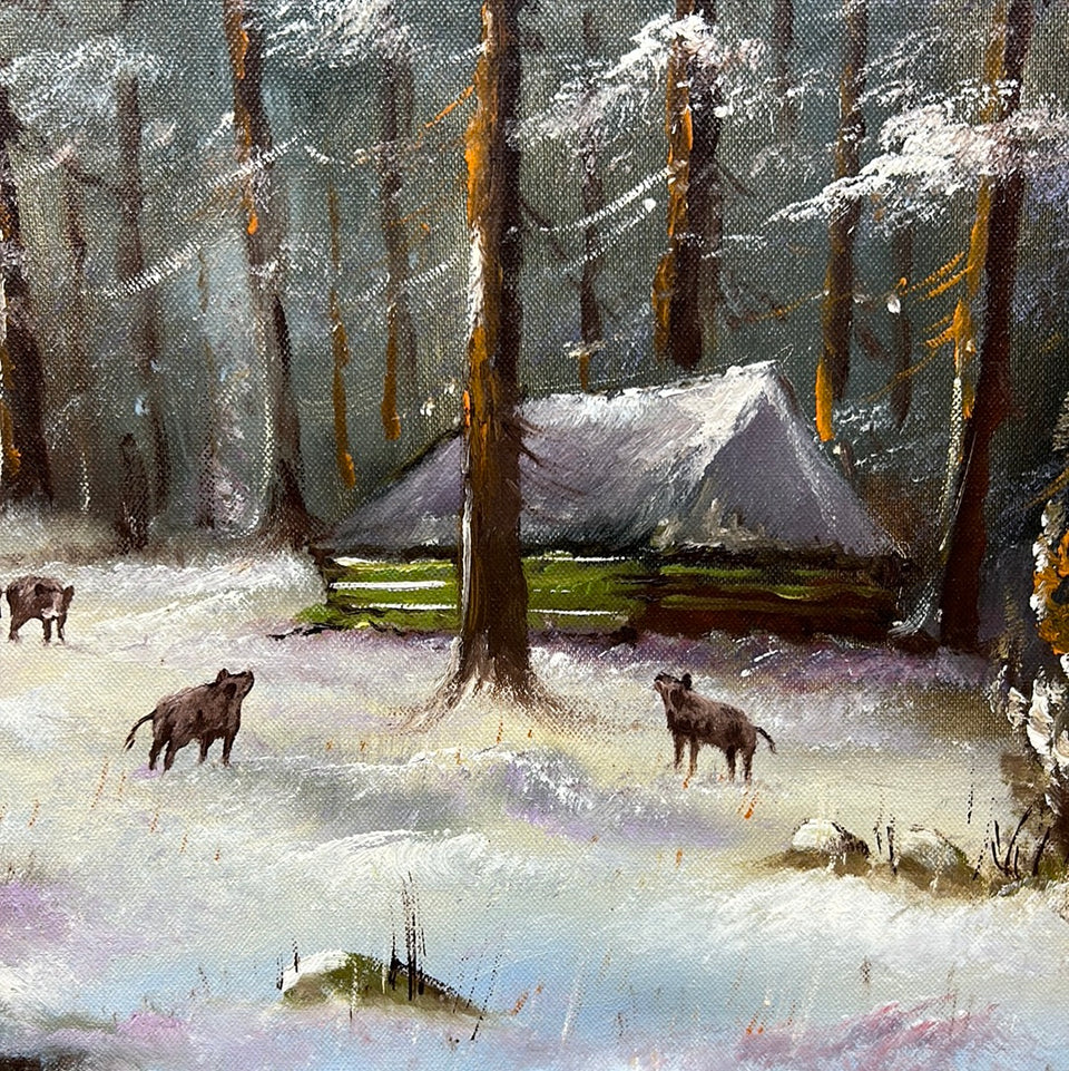 Howling wolves - Oil painting by Egnar