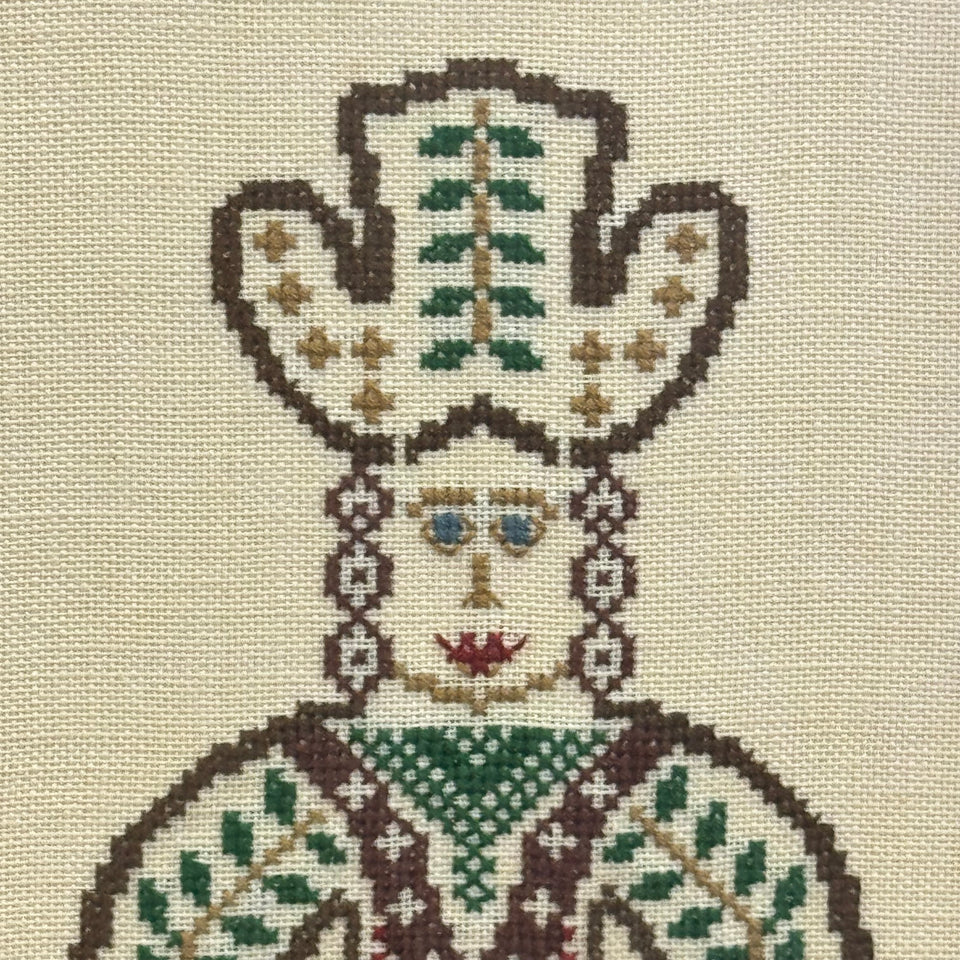 A set of 3 framed Dutch Embroideries - Cross-Stitch Embroidery - Cottonwork - Framed