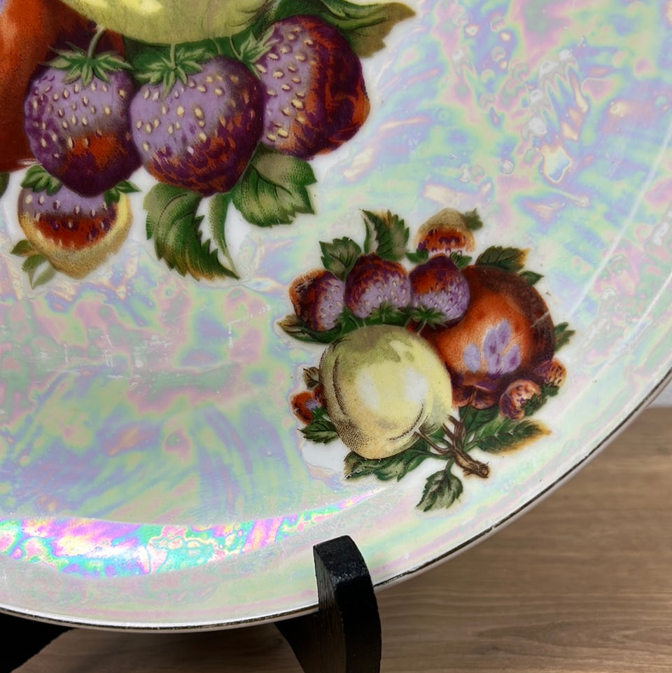 Vintage strawberry ceramic plate - wall hanging
