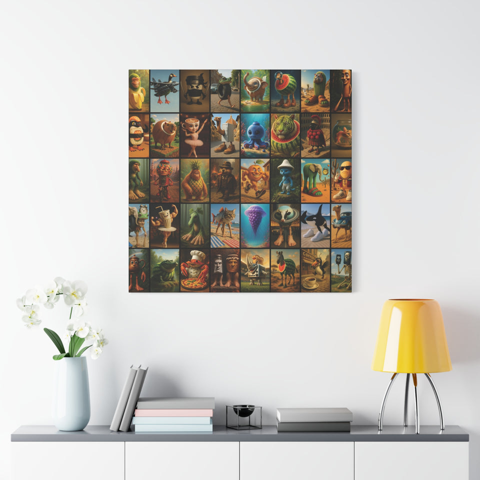 Brain Rot Characters Canvas Collage – Premium Square Canvas