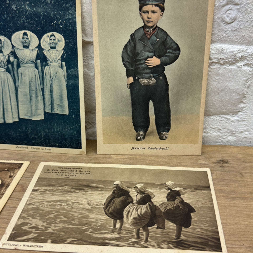 Collection of Antique Black and white Dutch Folklore Costume photocards - High Quality Photo paper a.o. – Holland Traditional Culture Costume Embroideries