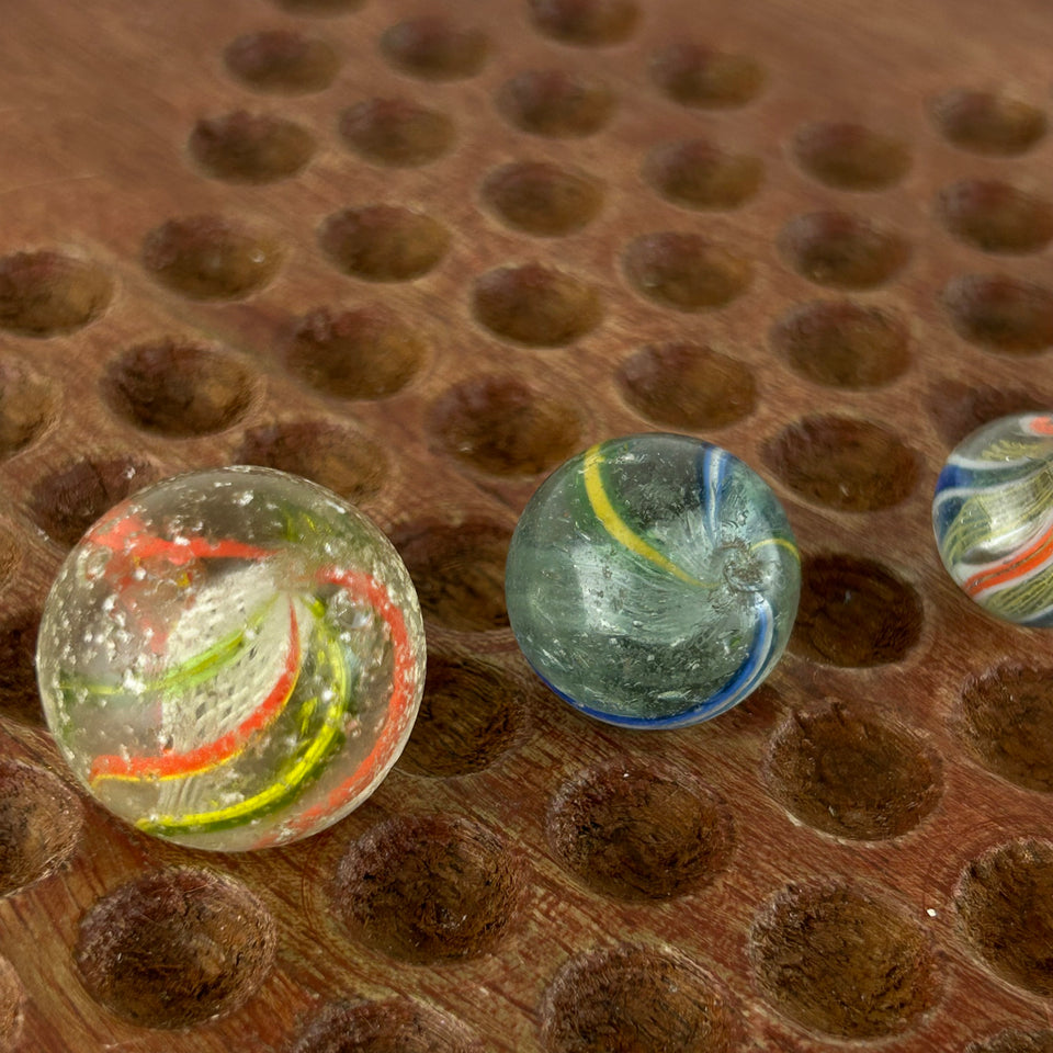 Collection of 4 Antique Latticino Core Swirls marbles - Handmade German glass marbles