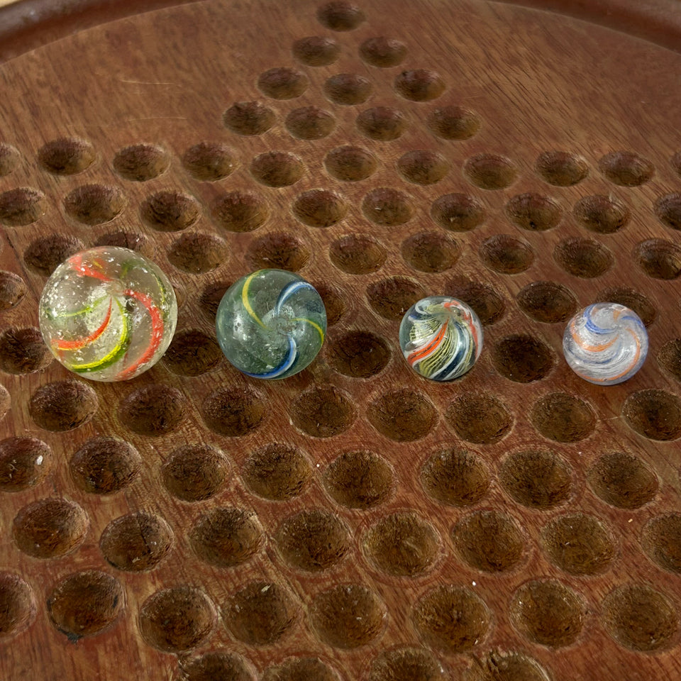 Collection of 4 Antique Latticino Core Swirls marbles  - Handmade German glass marbles