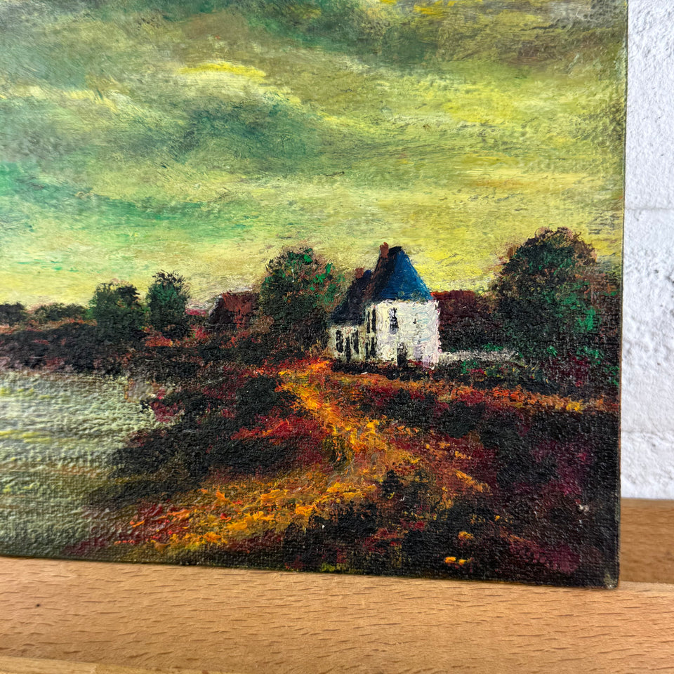 House near the lake - Oil painting by Jan Bakker