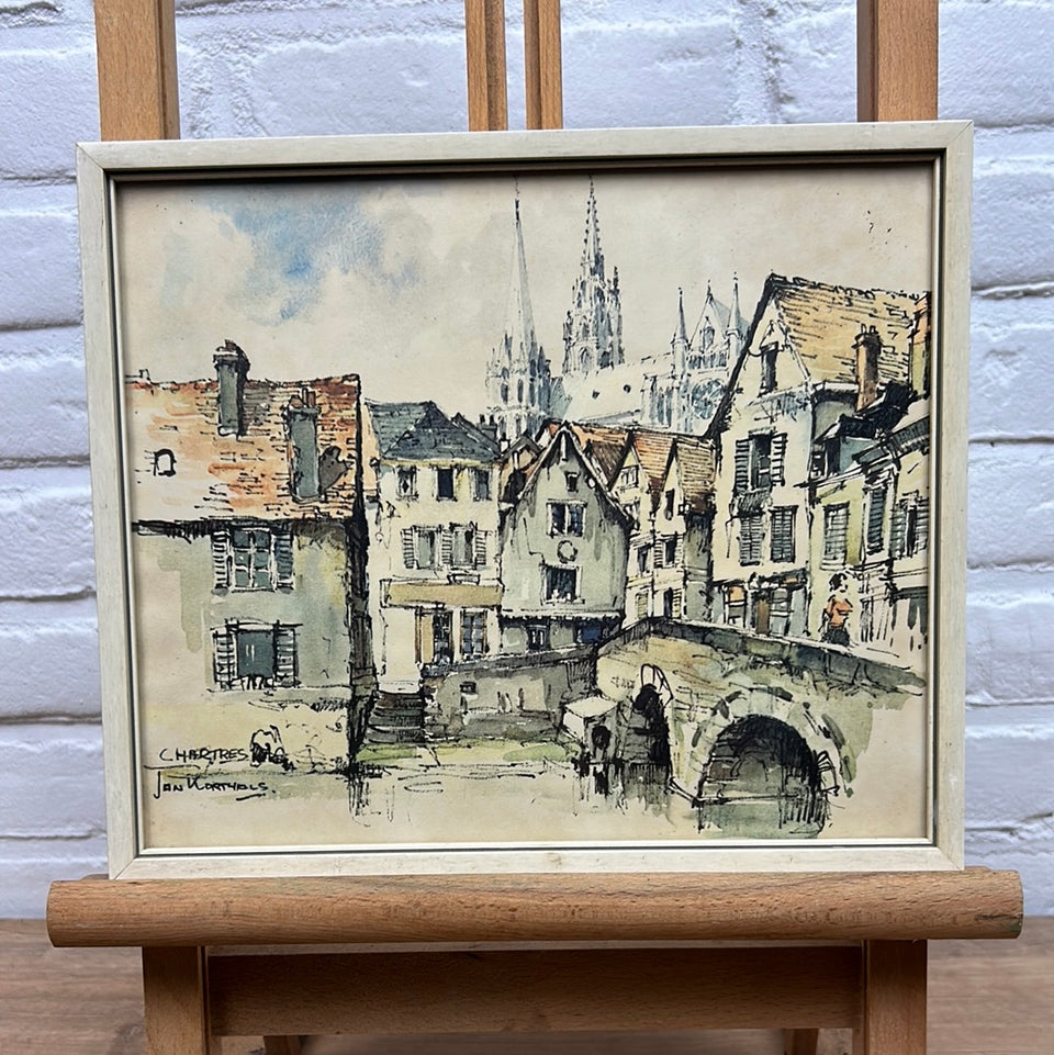 Chartres by Jan Korthals Print of watercolor painting
