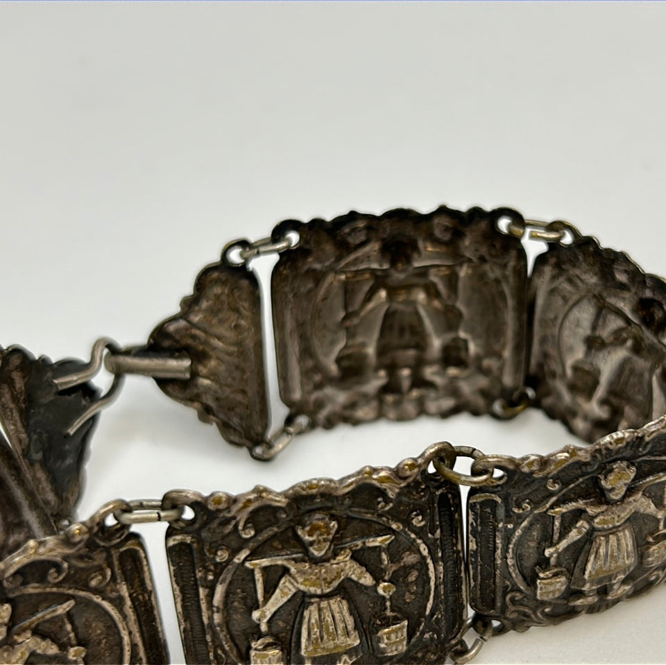 Antique Dutch Bracelet with Dutch woman in historical clothing