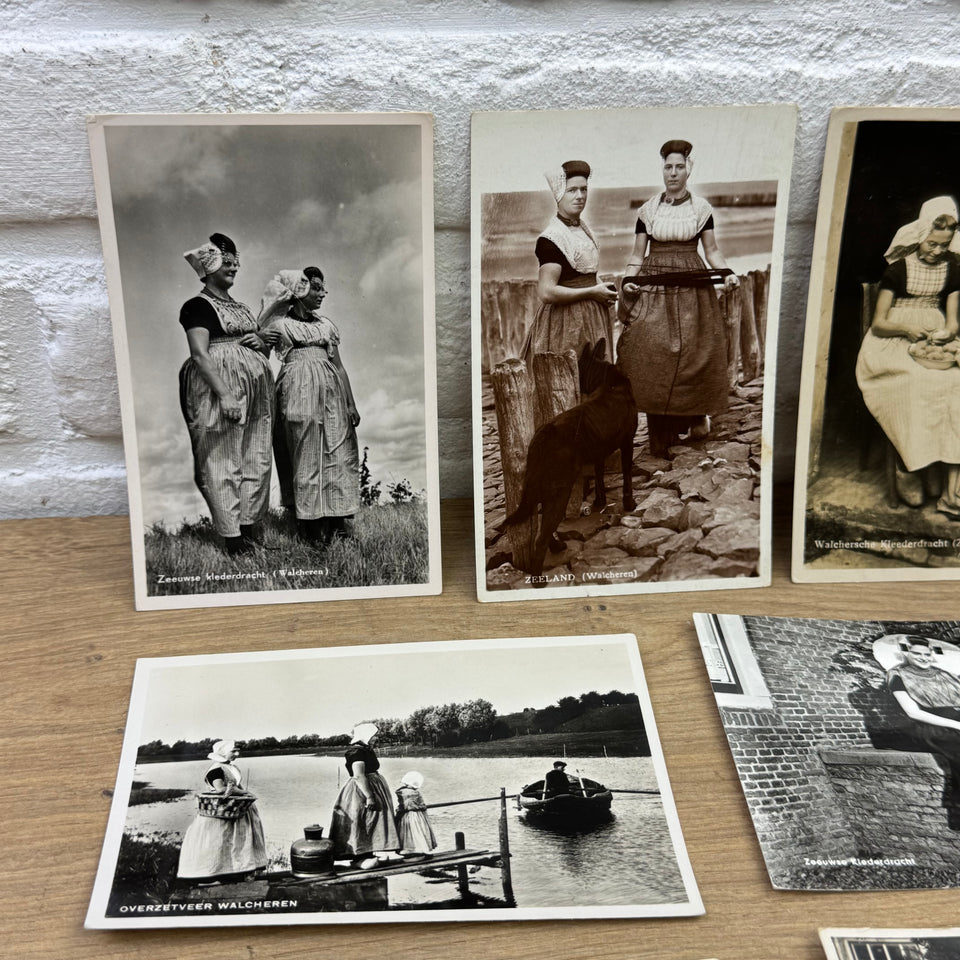 Collection of Antique B&W Holland’s Folklore Costume photocards - High Quality Photo paper a.o. – Holland Traditional Culture Costume Embroideries