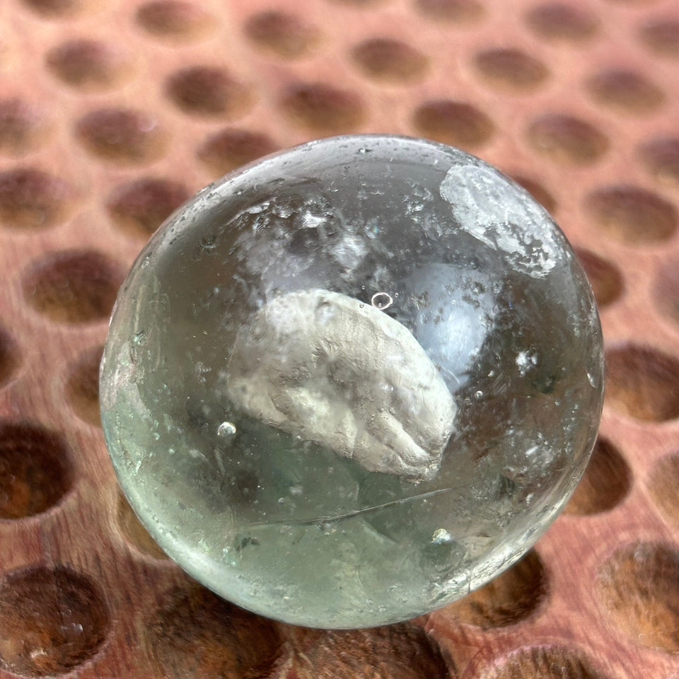 Antique Sulphide Bear Marble - Antique handmade 1.6” inch German sulfide glass marble